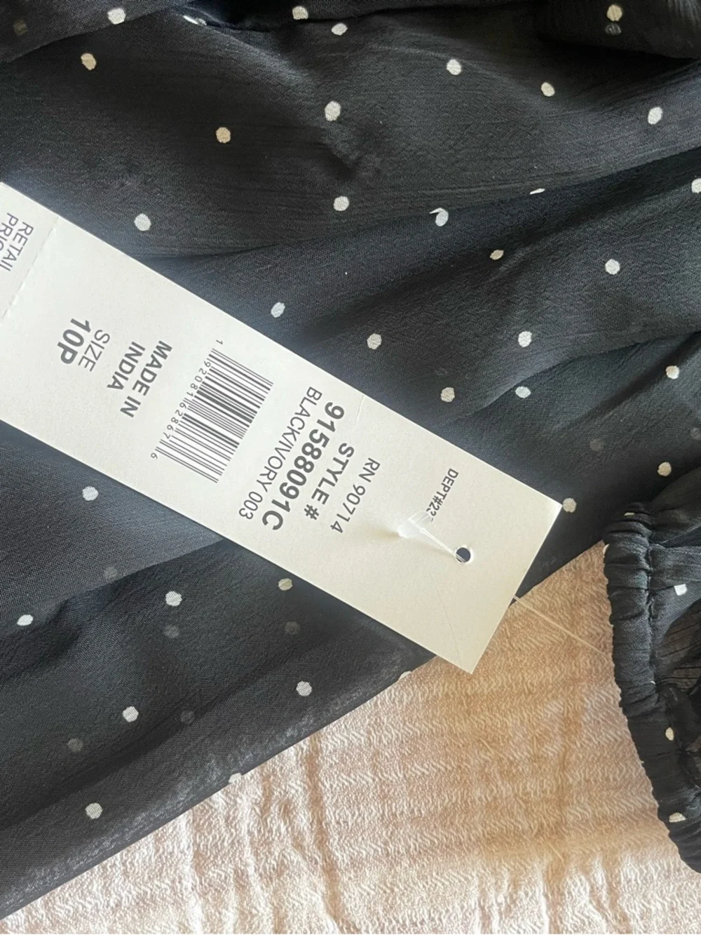 MSK Black Mini Dress with White Polka Dots - Picture 5 of 5
